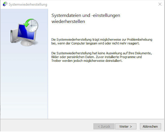 Wiederherstellungsassistent in der Windows-Wiederherstellungsumgebung