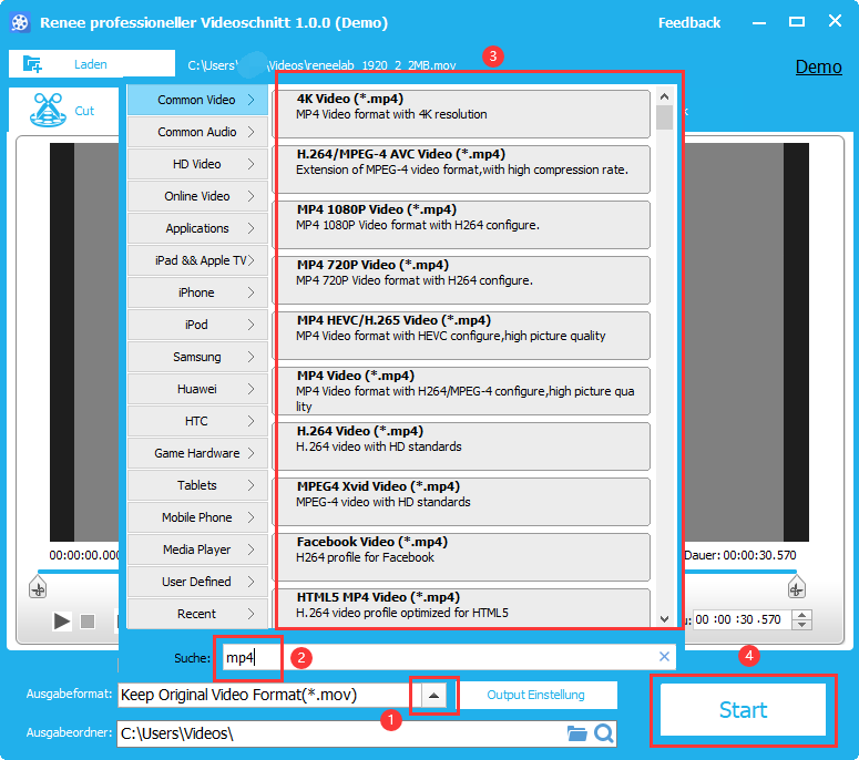 Video Editor M4v in MP4 umwandeln
