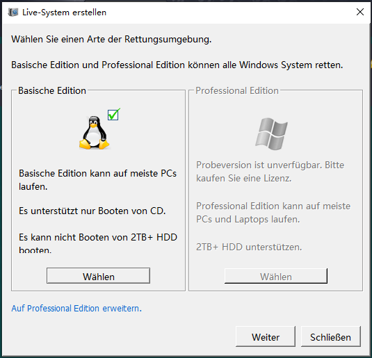 Wählen Sie die Pro-Version