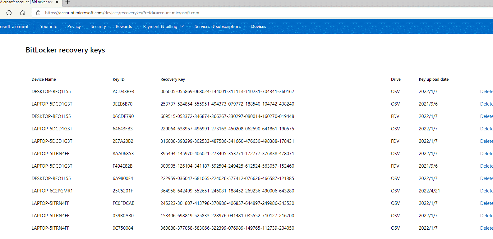 BitLocker-Wiederherstellungsschlüssel