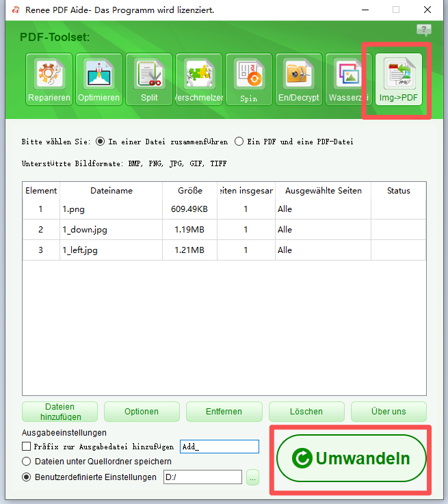 bilder zu einem pdf zusammenführen mit renee pdf aide