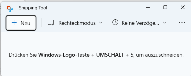 snipping tool benutzeroberfläche