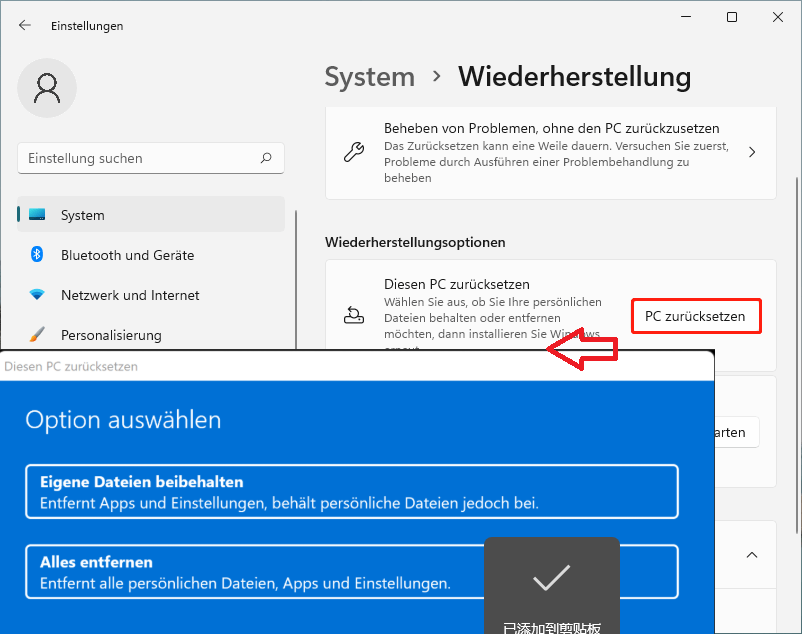 windows 11 pc zurücksetzen