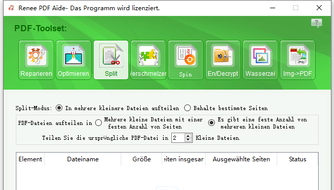 PDF in feste Anzahl teilen