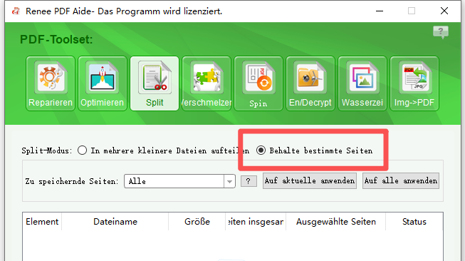 Bestimmte PDF-Seiten behalten