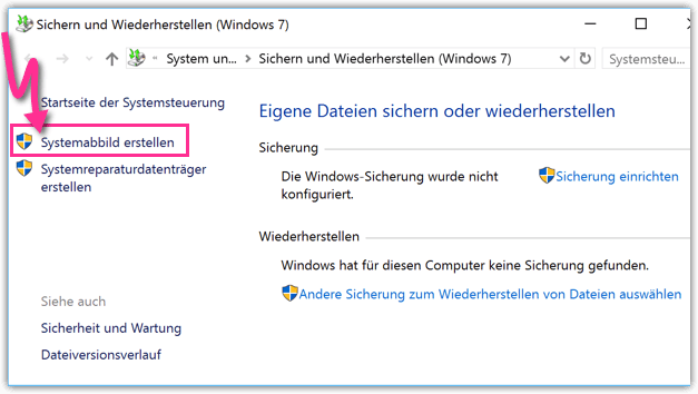 Systemabbild in Windows 10 erstellen