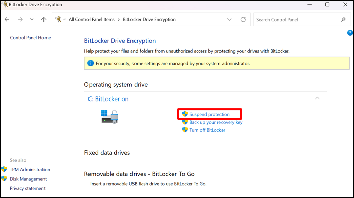 BitLocker-Schutz aussetzen