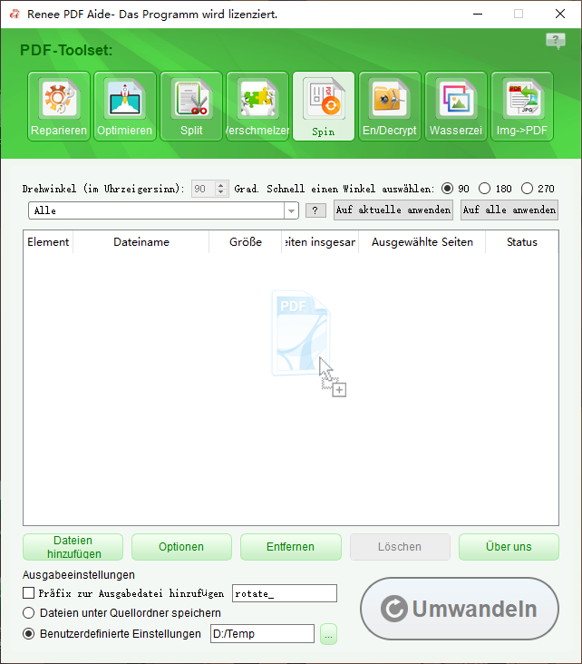 PDF in Renee PDF Aide drehen